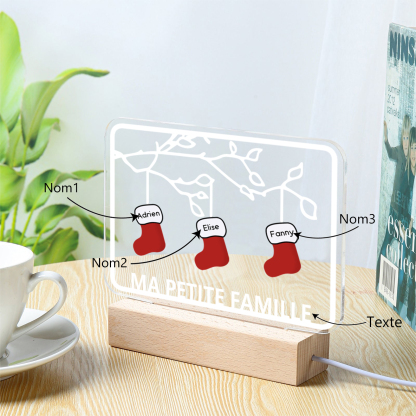 2-8 Noms Lampe de chevet Noël Chaussettes LED Lumières personnalisé avec Texte | Jessemade