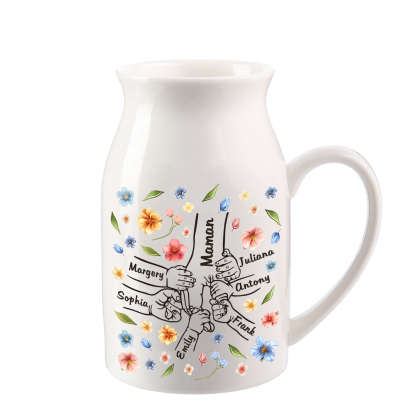 Vase à Fleurs la main dans la main 7 Prénoms Personnalisés Décoration de la Maison
