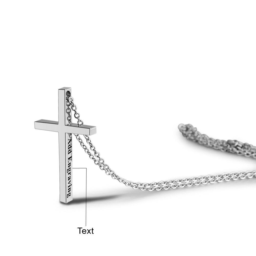 Collier Gravé avec Pendentif en Croix Prénom Personnalisé Collier Homme