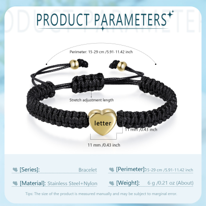 Bracelet Initiale Perle Cœur 1 Lettre Personnalisée pour Couple｜Jessemade