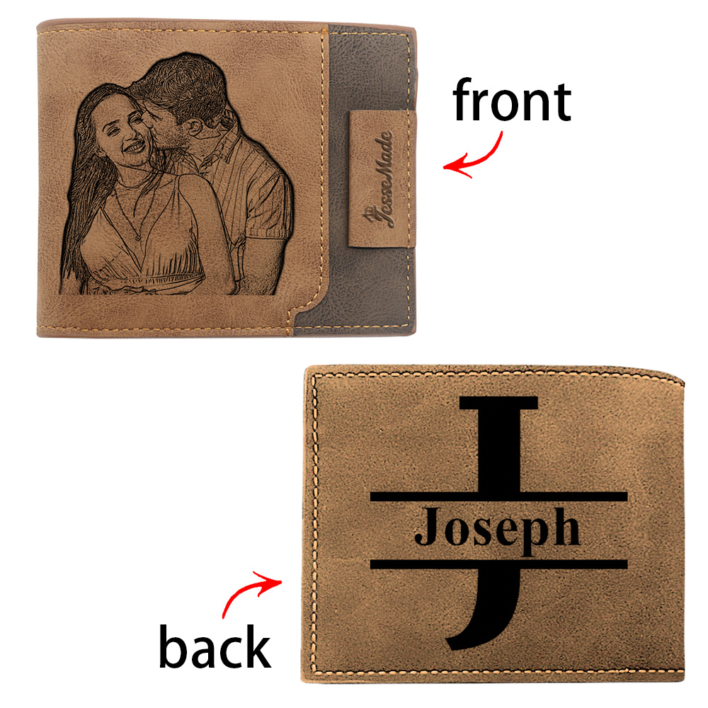 Portefeuille Classique 1 Prénom et Lettre Personnalisés avec Photo Porte-Monnaie Carte
