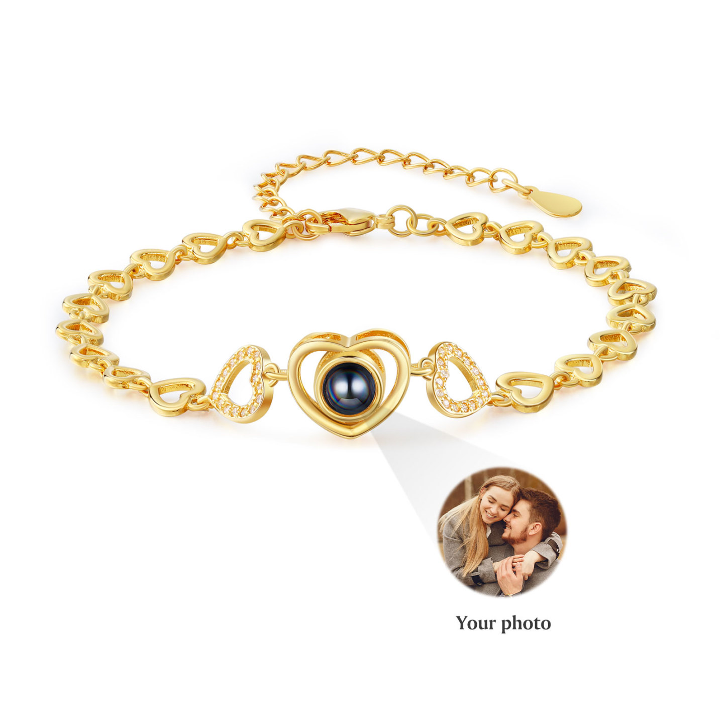Bracelet Coeur Projection de Pierre Bracelet Photo Projection Argent/Or/Or Rose pour Femme| Jessemade