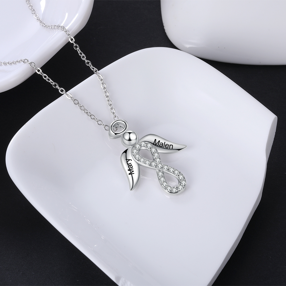 A ma meilleure amie - Collier aile avec Infini 2 Prénom Personnalisé