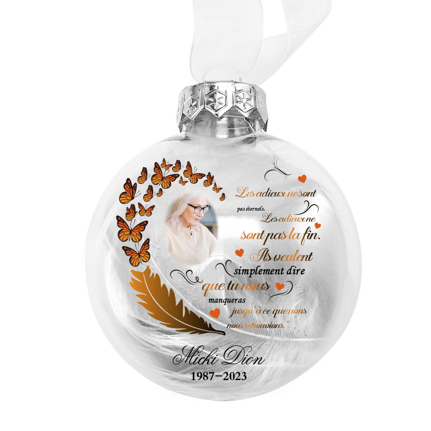 Boule transparente commémorative Ornements Prénom et Date Personnalisés avec Photo boule de noël | Jessemade
