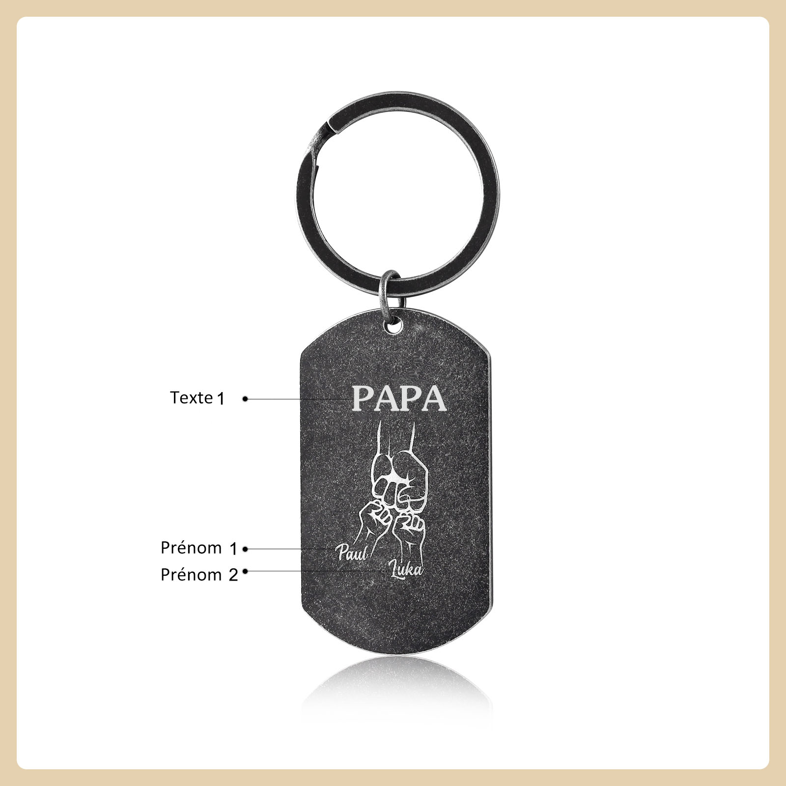 À mon Papa - Porte-Clés Poings 2 Prénoms Personnalisés avec Texte | Jessemade