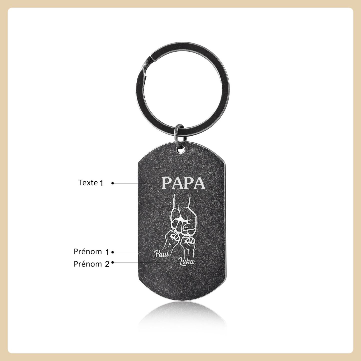 À mon Papa - Porte-Clés Poings 2 Prénoms Personnalisés avec Texte | Jessemade