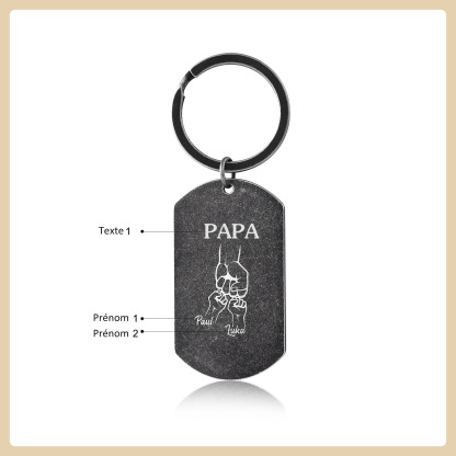 À mon Papa - Porte-Clés Poings 2 Prénoms Personnalisés avec Texte | Jessemade