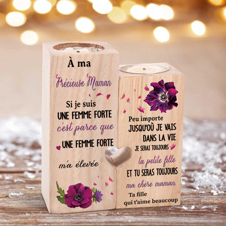 Bougeoirs en Bois 2PCS sans bougie A Ma Précieuse Maman