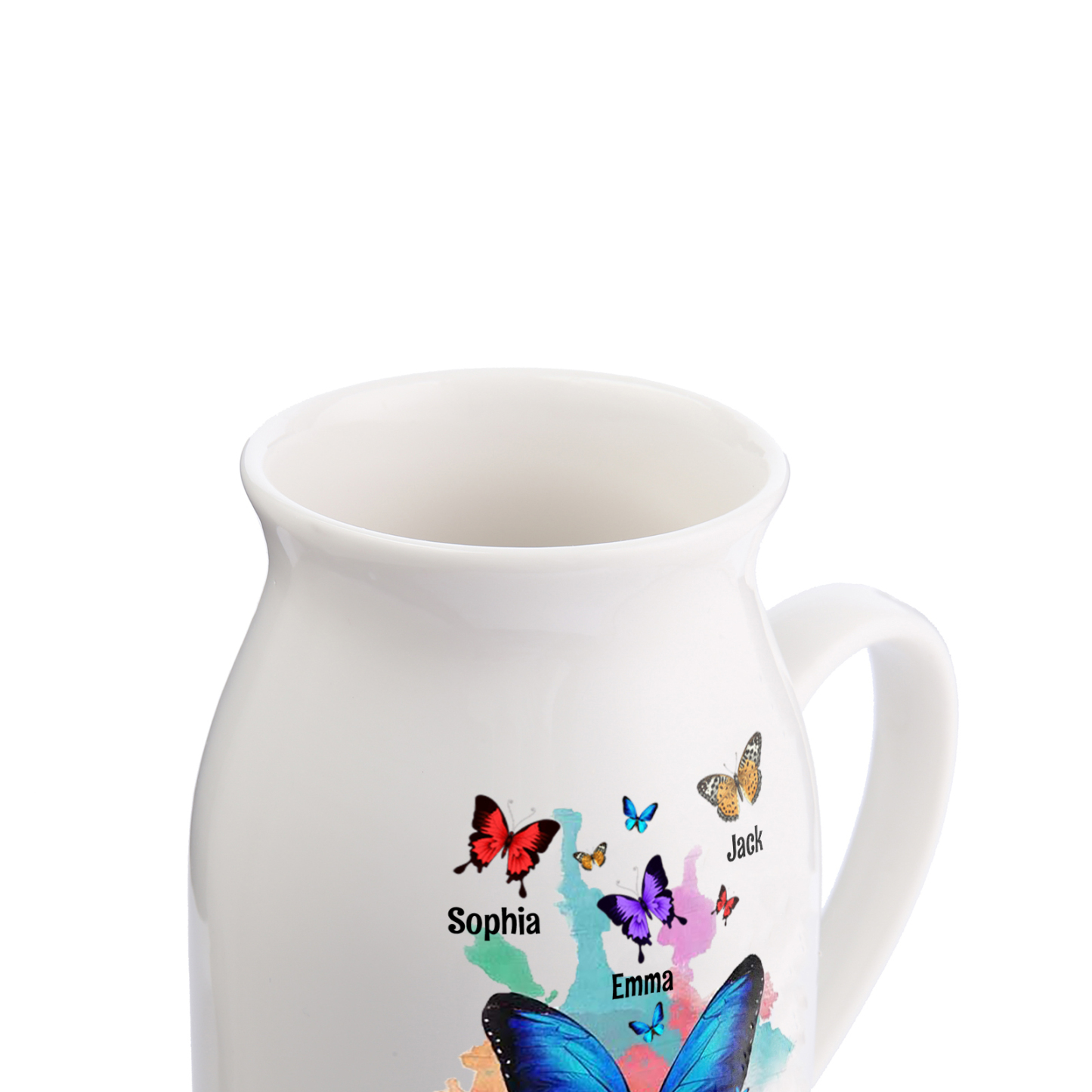 Vase à Fleurs Papillons 3 Prénoms Personnalisés avec Texte Décoration de la Maison