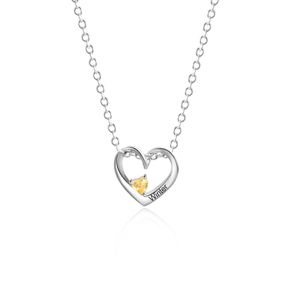 Collier Pendentif Cœur 1 Prénom Personnalisé avec Pierre de Naissance Collier Femmes