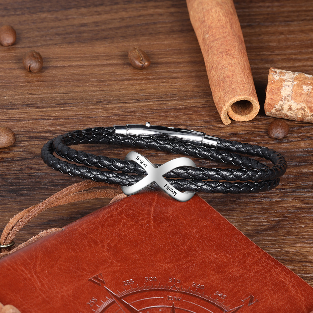 Bracelet Infini 2 Prénoms Personnalisés Bracelets pour couple｜Jessemade