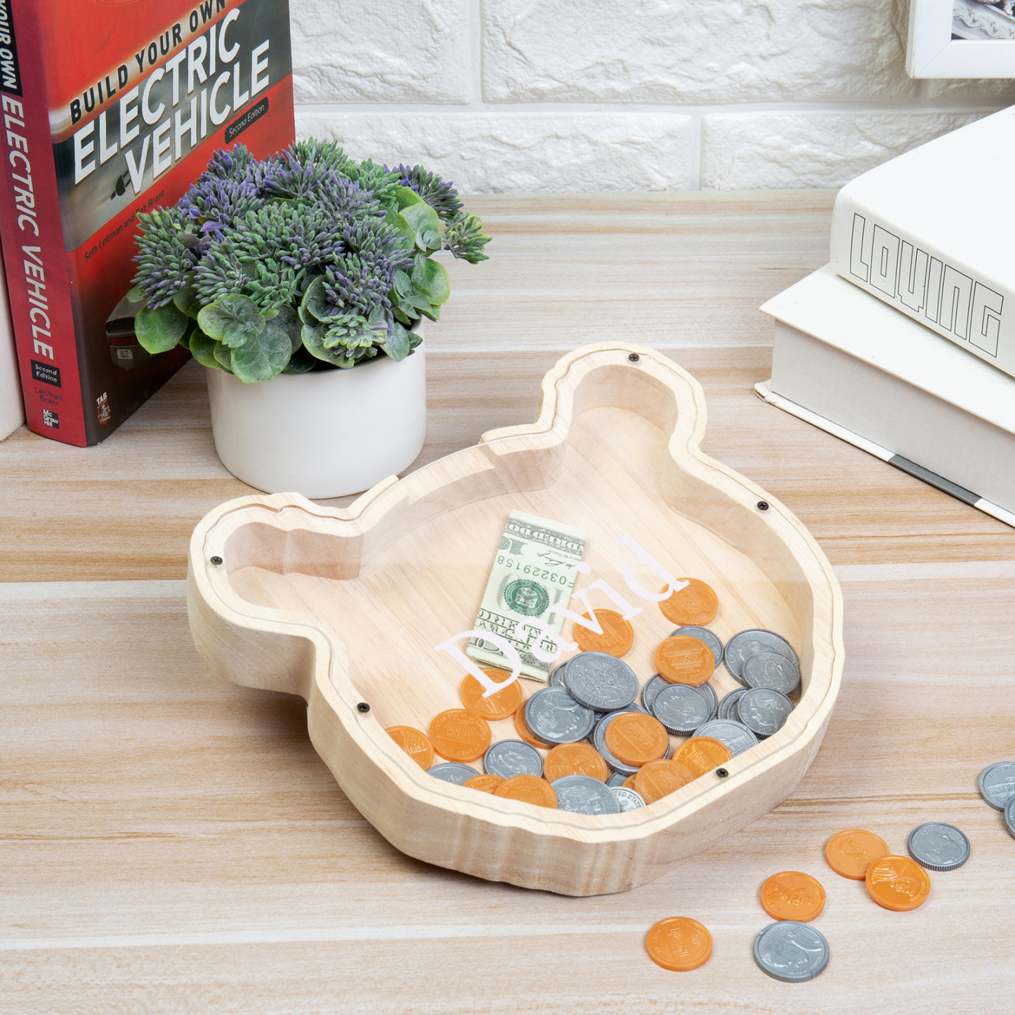 Tirelire en bois Prénom Personnalisé pour enfant