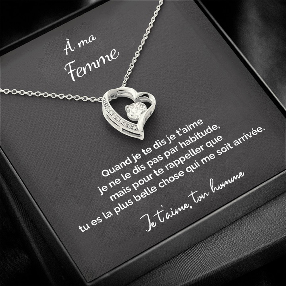 À Ma Femme-Collier Cœur avec pierres Cadeau Saint-Valentin