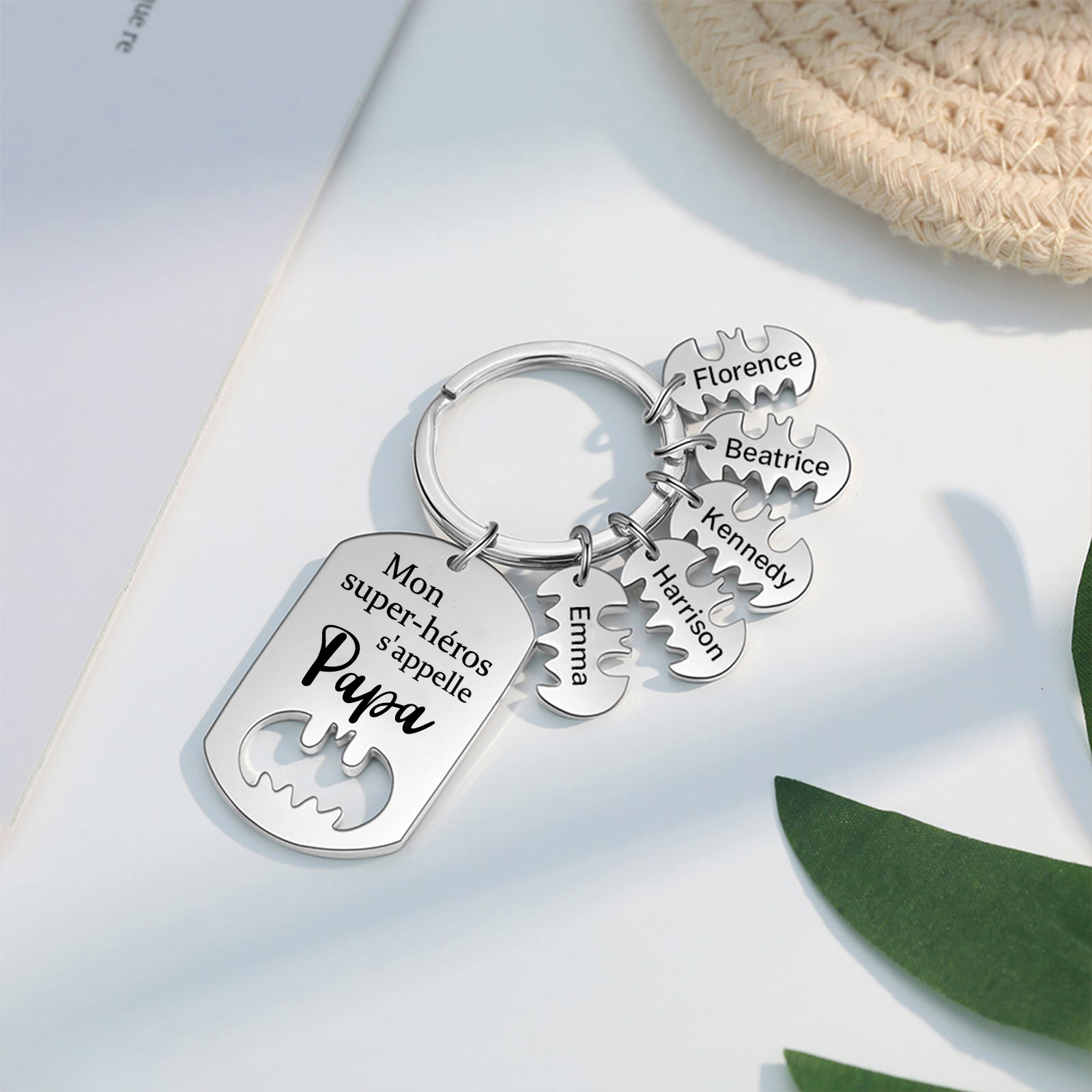 À Mon Papa - 1-5 Noms Porte-Clés Personnalisés Le super héros s'appelle Papa