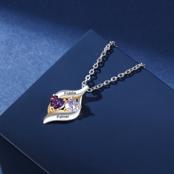À ma Fille - Collier Personnalisé 2 pierres naissance ARGENT 925