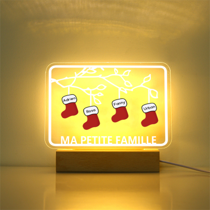 2-8 Noms Lampe de chevet Noël Chaussettes LED Lumières personnalisé avec Texte | Jessemade