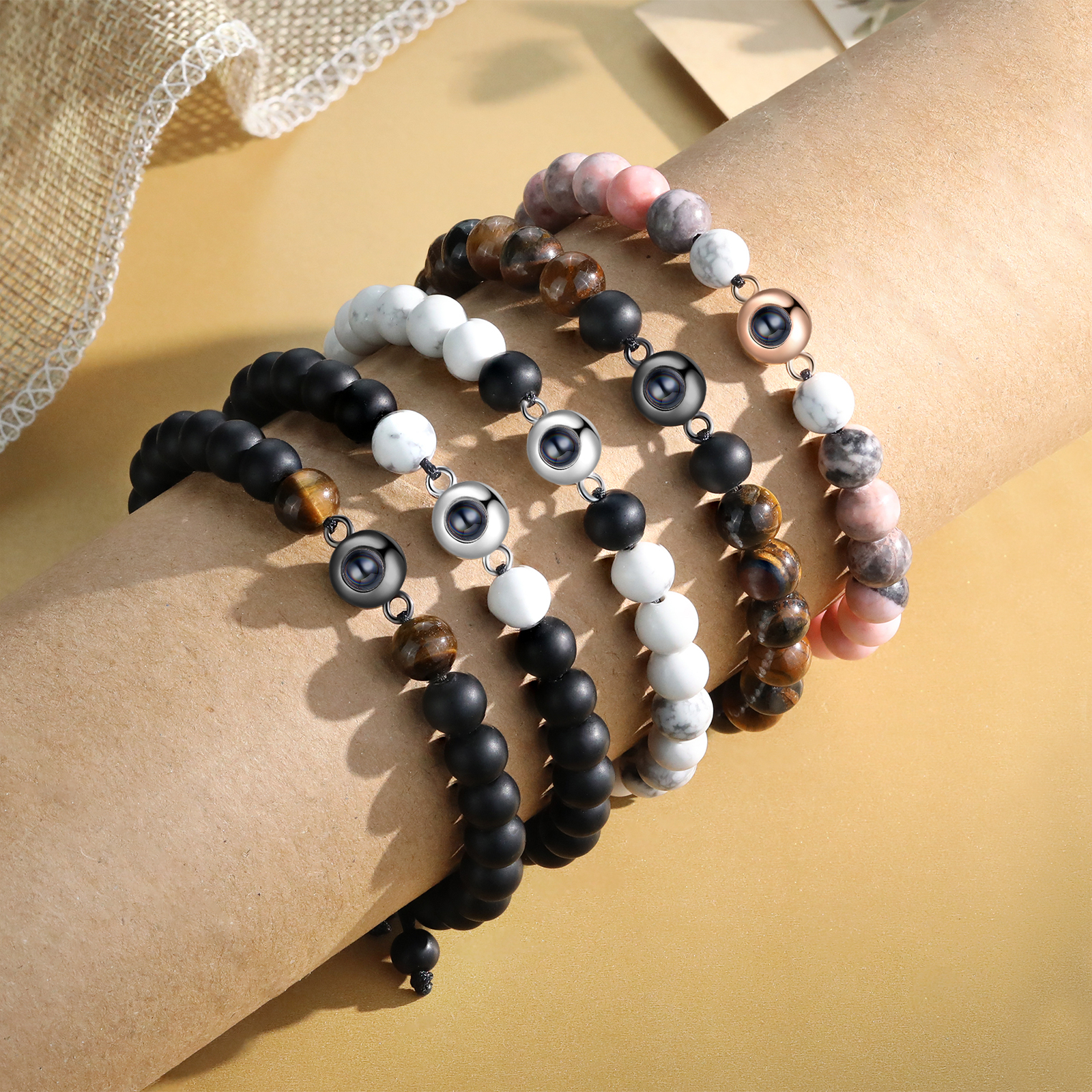 Bracelet Photo Projection de Pierres 1 Photo Personnalisée|Jessemade