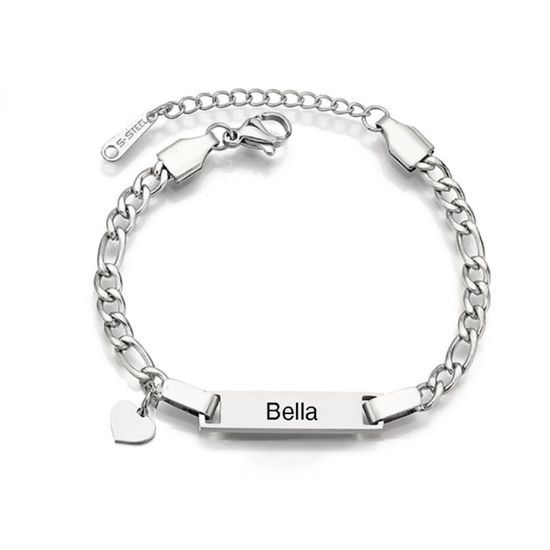 Bracelet / Cheville Gourmette Acier inoxydable Bébé Gravable 1 Prénom Personnalisé