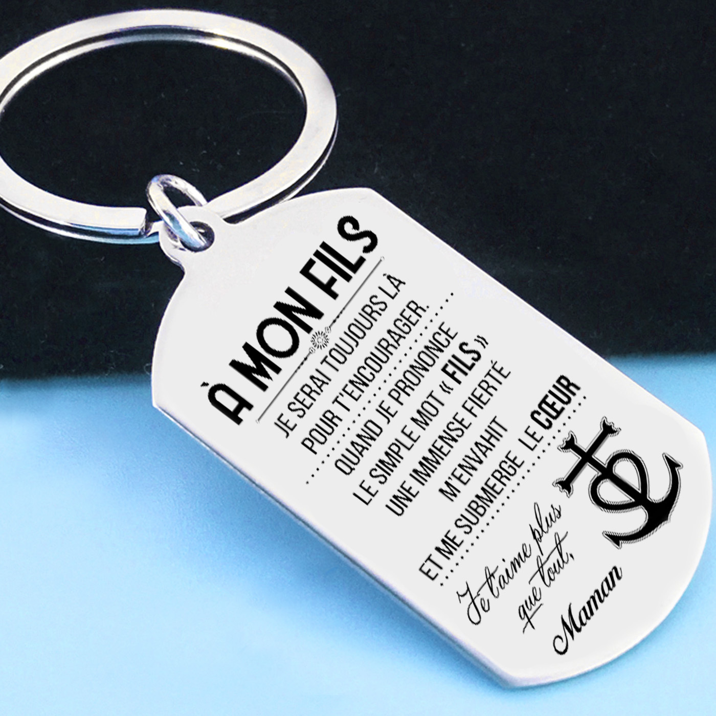 A mon fils - Maman-Porte-Clés Personnalisé texte