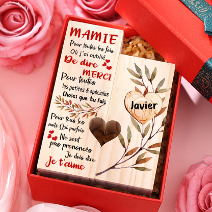 À Ma Mamie - Bougeoir en Bois 1 Prénom Personnalisé sans bougie