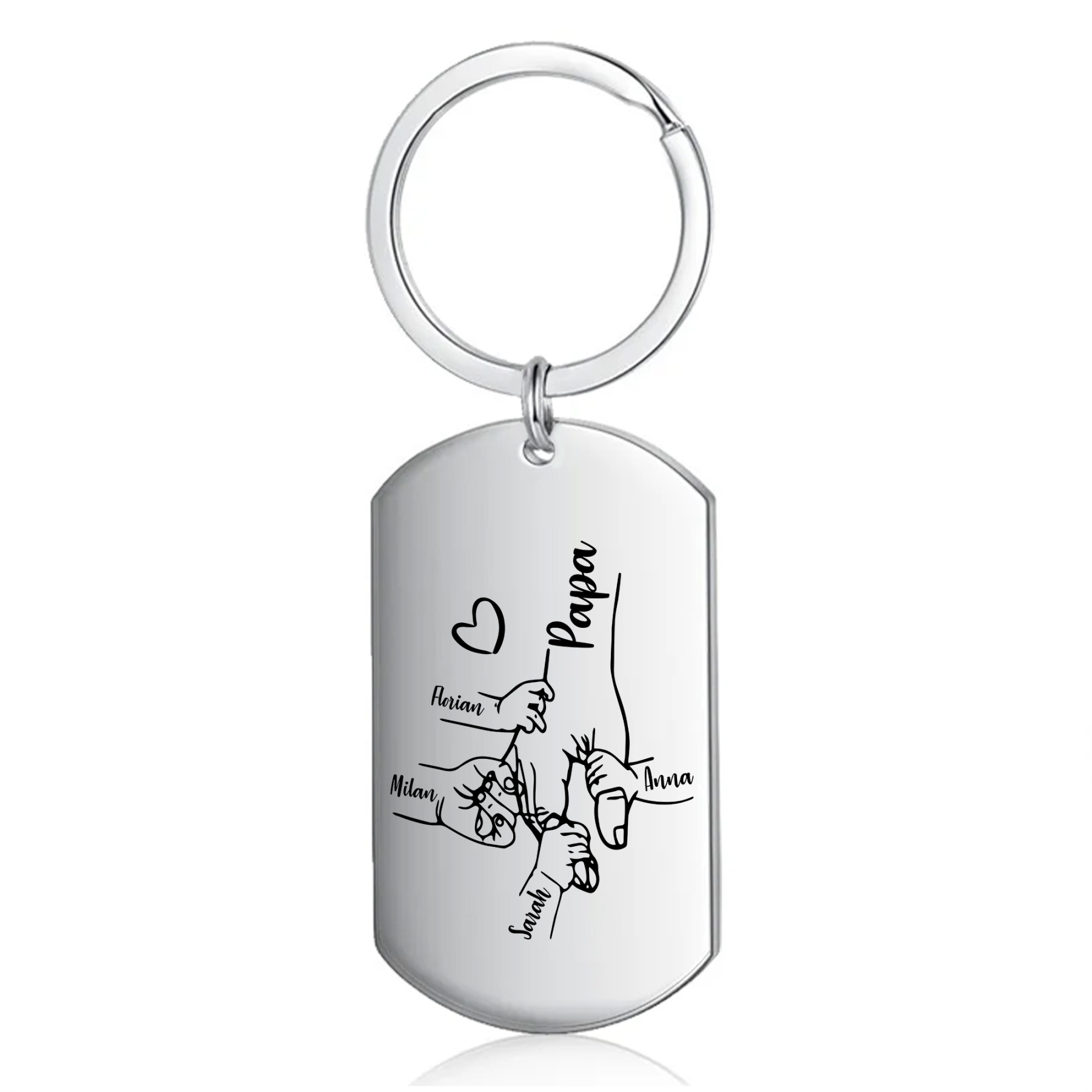 À Mon Papa - Porte-Clés la Main dans la Main 1-4 Noms Personnalisés