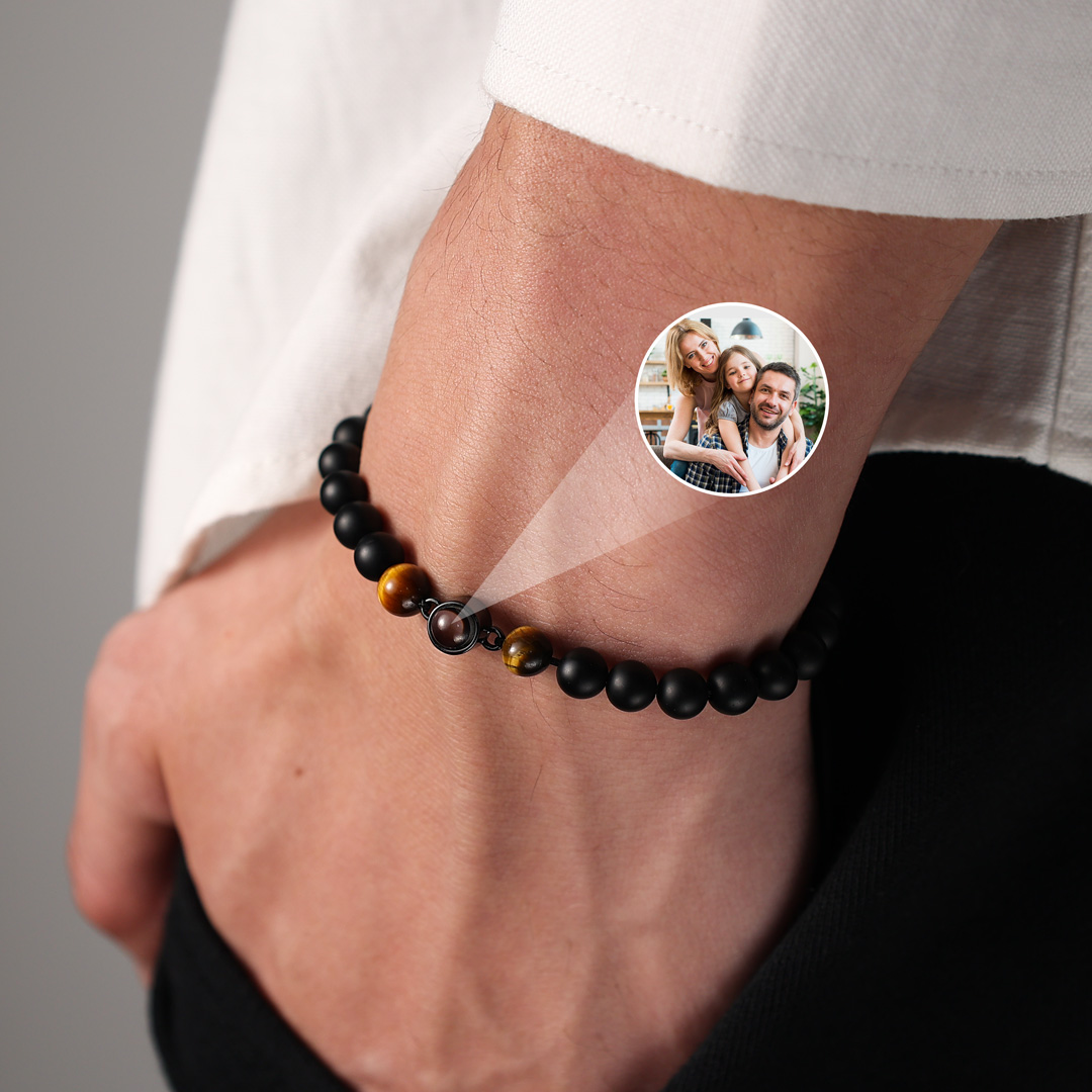 Bracelet Projection de Obsidienne avec Photo Personnalisée