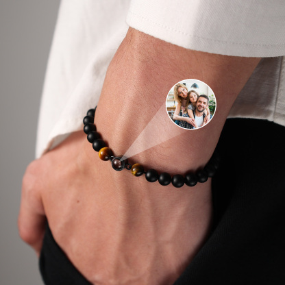 Bracelet Projection de Obsidienne avec Photo Personnalisée