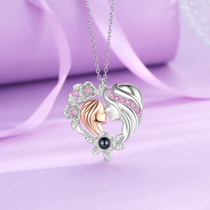 Collier de projection avec photo en noir et blanc personnalisée collier mère et fille