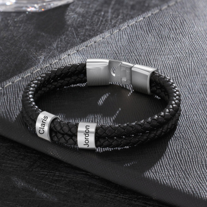1-8 Noms Bracelet Cuir tressé Personnalisé Bracelet Homme