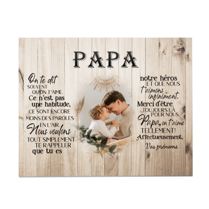 PAPA - Cadre en bois personnalisé texte avec photo | Cadeau Fête des Pères | Jessemade