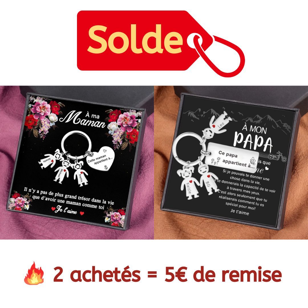 À mon Papa - Porte-Clés 3 Prénoms Personnalisé Avec Breloques 3 Enfants