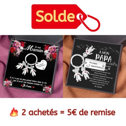 À mon Papa - Porte-Clés 3 Prénoms Personnalisé Avec Breloques 3 Enfants