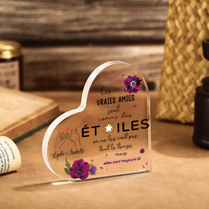 À Ma Meilleure Amie-Plaque Acrylique en Forme de Coeur Texte Personnalisé