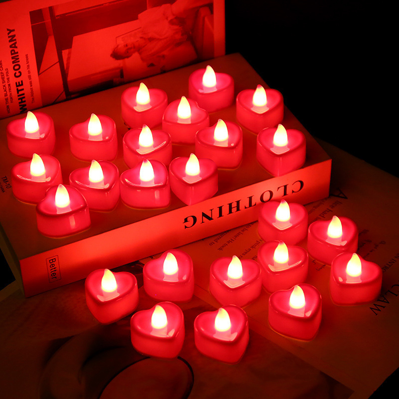 Bougie LED Cœur 1 pièce Cadeau Saint-Valentin Romantique