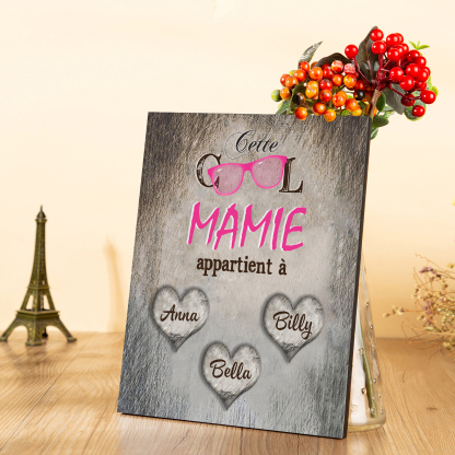 À ma Mamie - Cadre en Bois 3 Prénoms Personnalisés cadeau pour Mamie