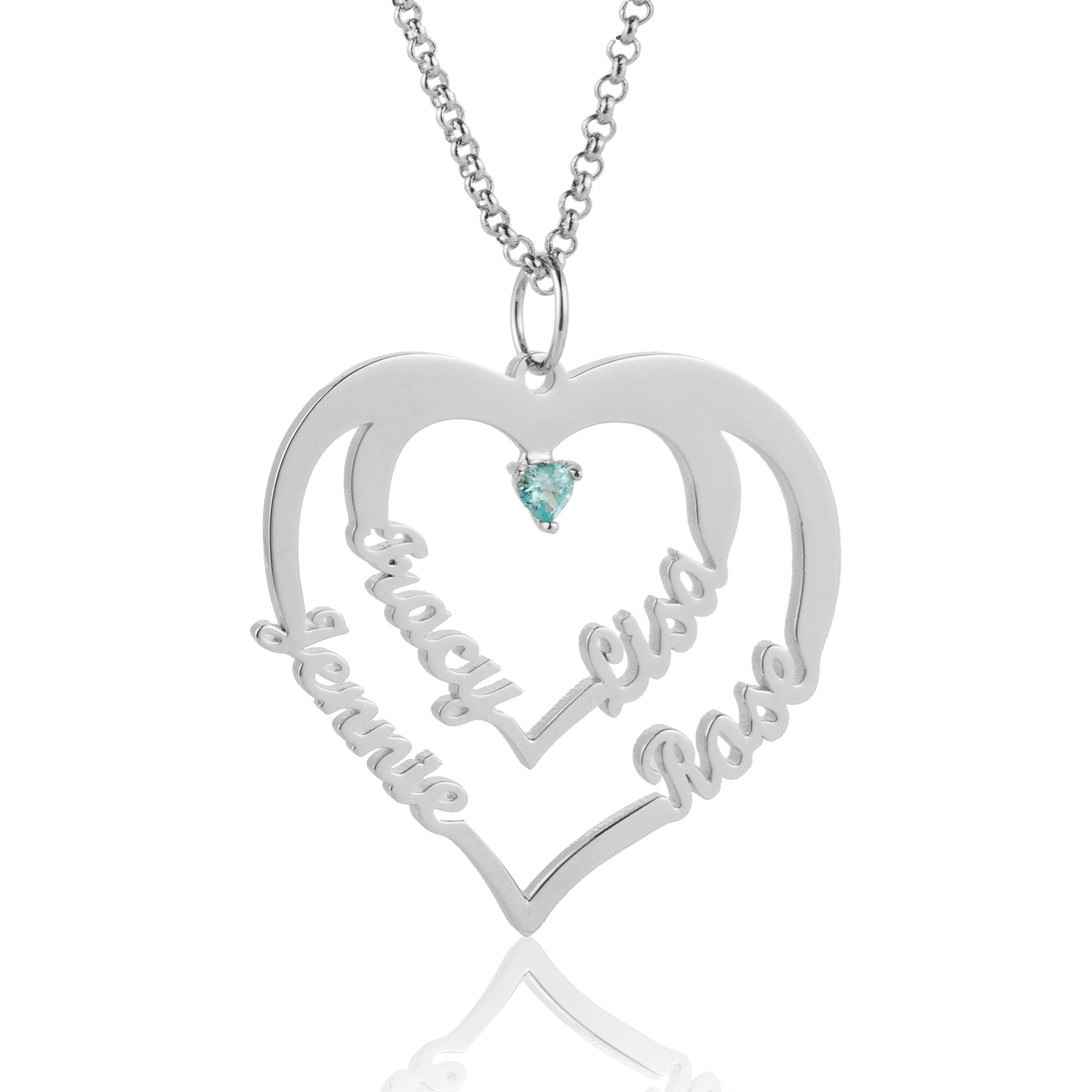 Collier Prénom Personnalis 4 Prénoms 1 pierre de naissance