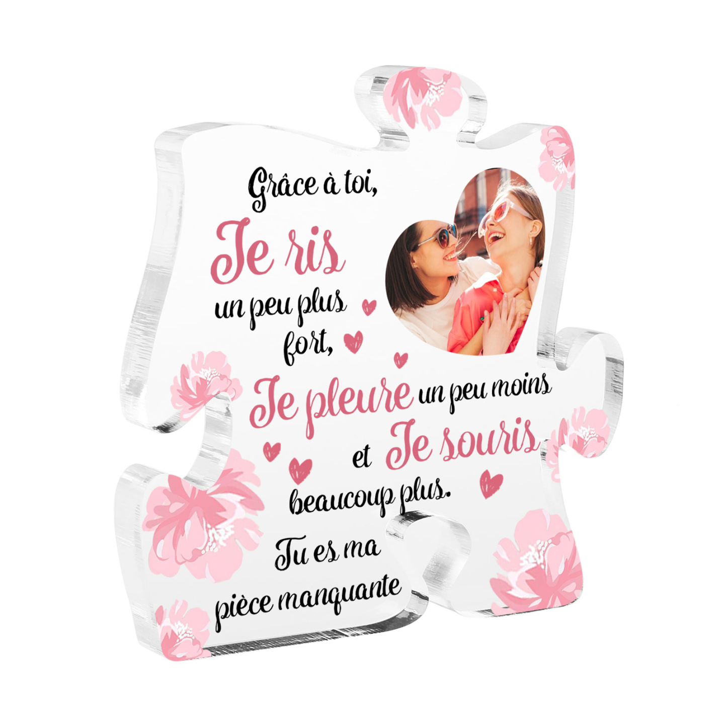 À ma Sœur - Plaque Acrylique en forme de Puzzle Photo Personnalisée pour Femme