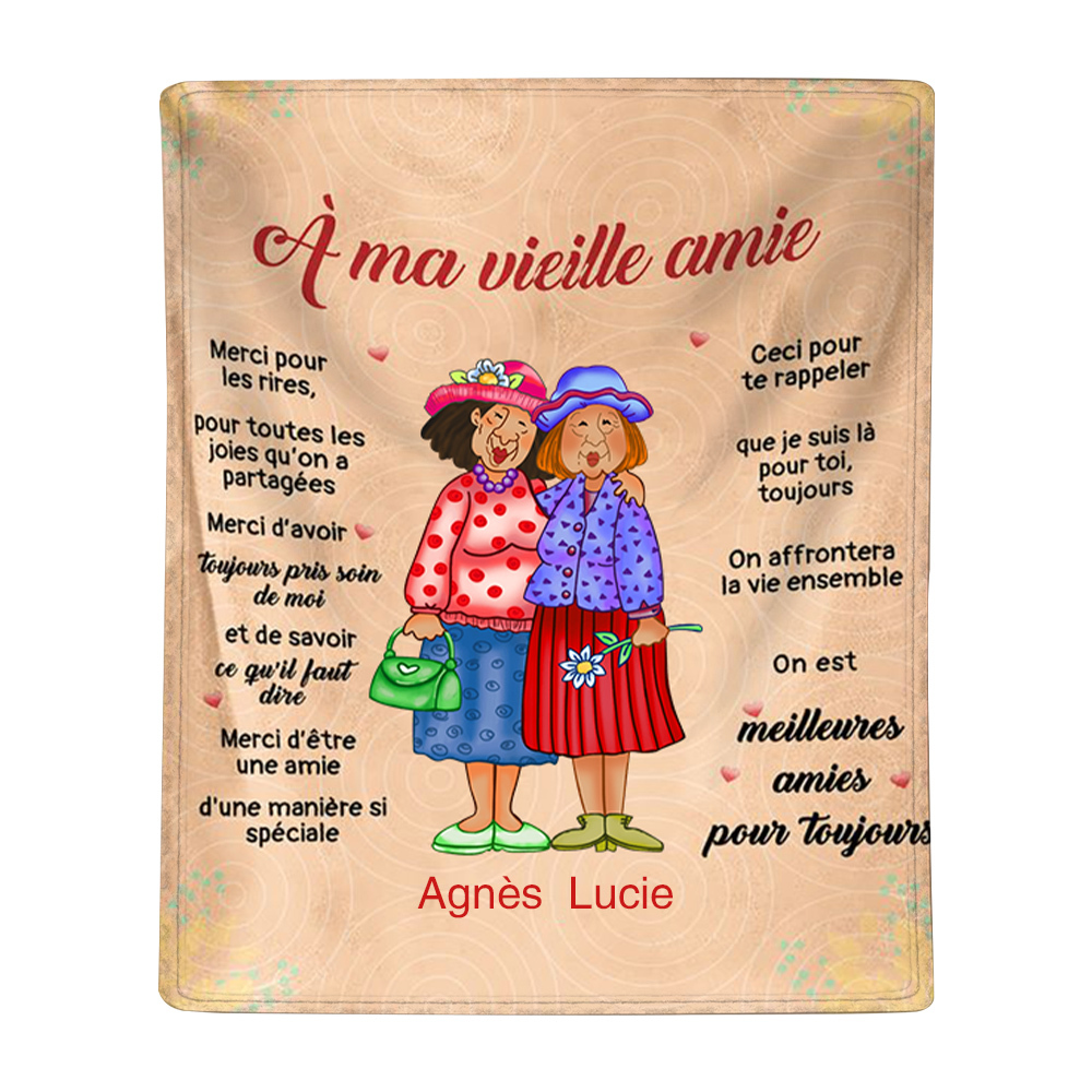 À ma Vieille Amie - Couverture Plaids Polaire 2 Prénoms Personnelisés