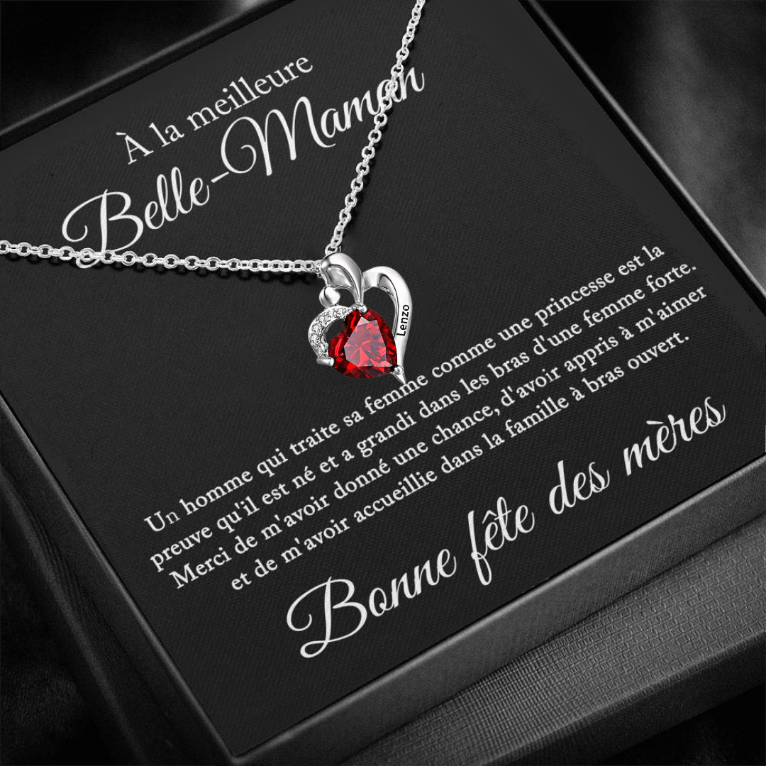 À La Meilleure Belle Maman-Collier coeur 1 Prénoms Personnalisés avec pierre de naissance