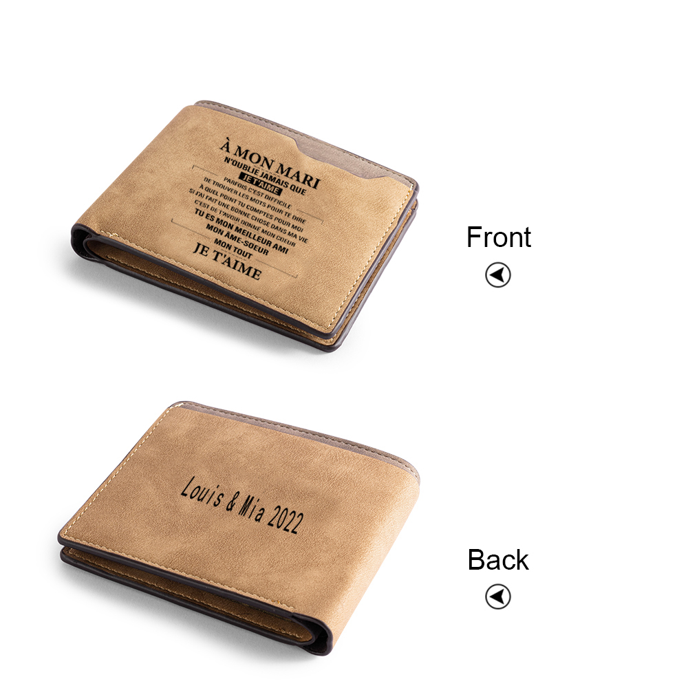 A Mon Mari - Portefeuille texte Personnalisé Classique Homme