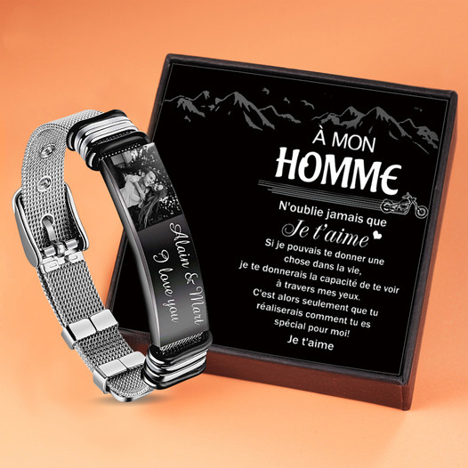 Bracelet Personnalisé 2 texte avec photo
