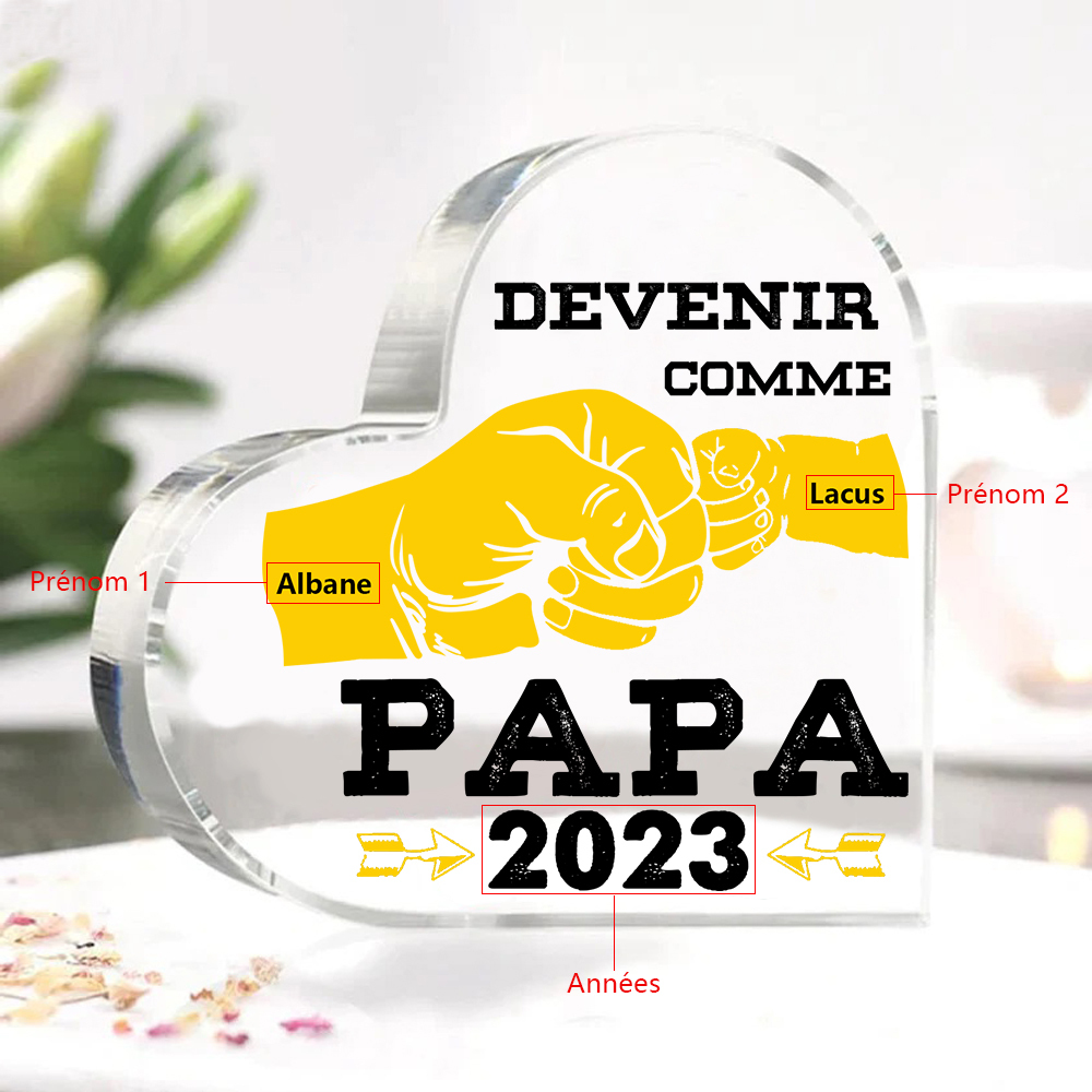 À mon Papa - Plaque Acrylique Poings 2 Prénoms Personnalisés avec Année | Cadeau Fête des Pères | Jessemade