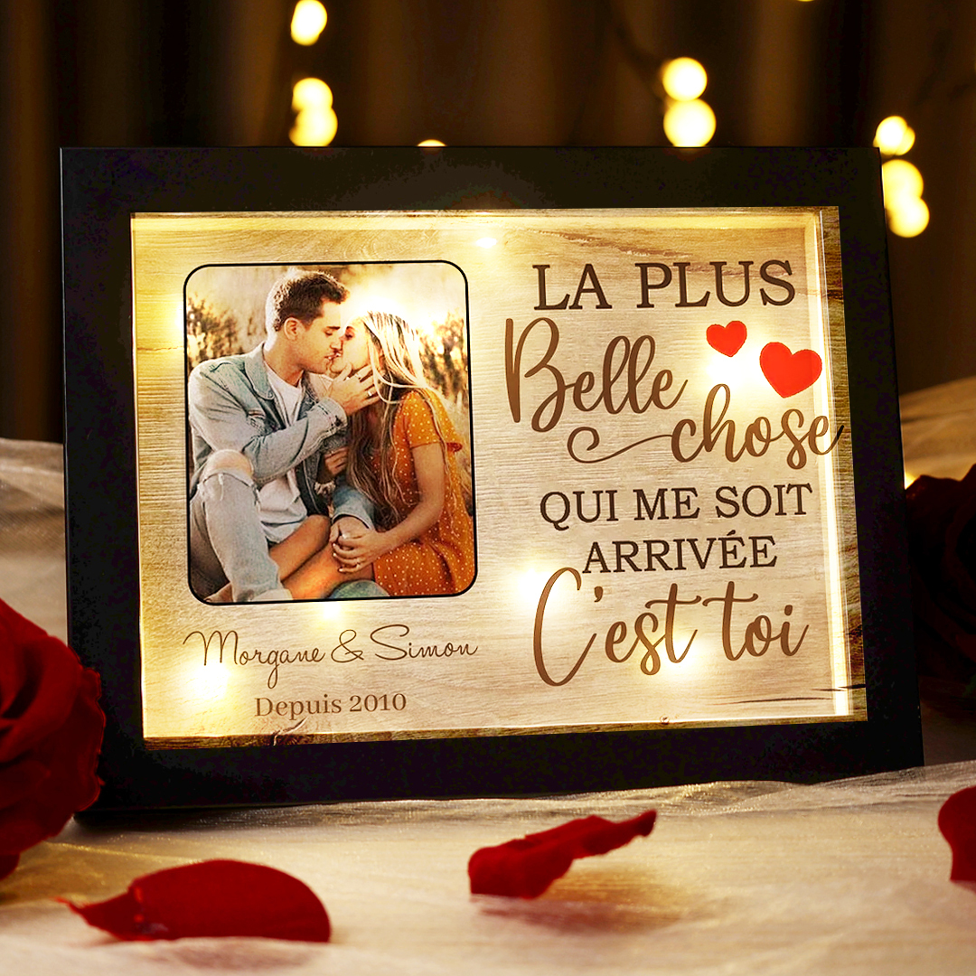 Jessemade FR Cadre En Bois Avec LED Cadeau Saint-Valentin