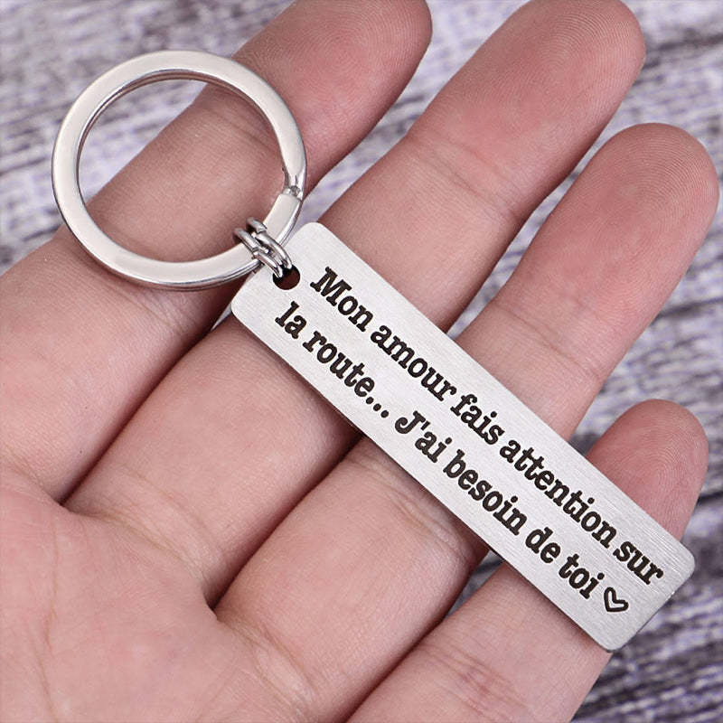Porte-clés Personnalisé - Mon Amour, Fais Attention sur la Route | Cadeau Romantique - Jessemade