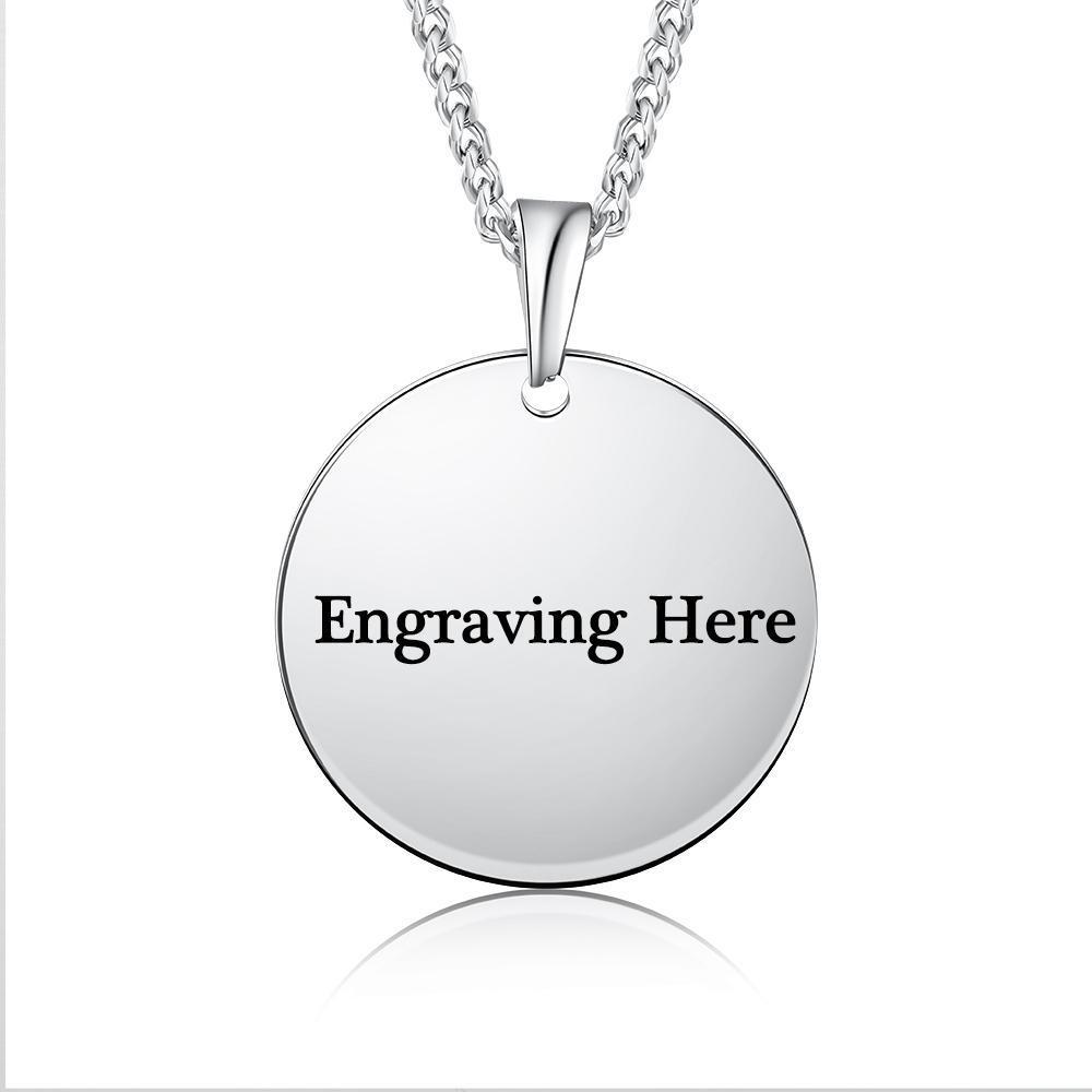 Collier Rond Photo Personnalisé Prénom Gravé pour Couple Collier Homme