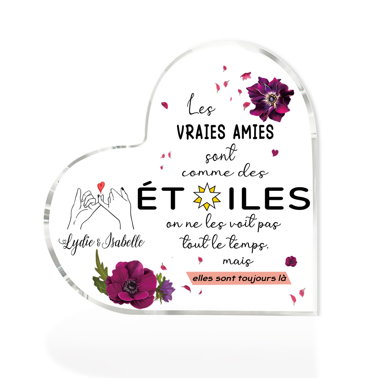 À Ma Meilleure Amie-Plaque Acrylique en Forme de Coeur Texte Personnalisé