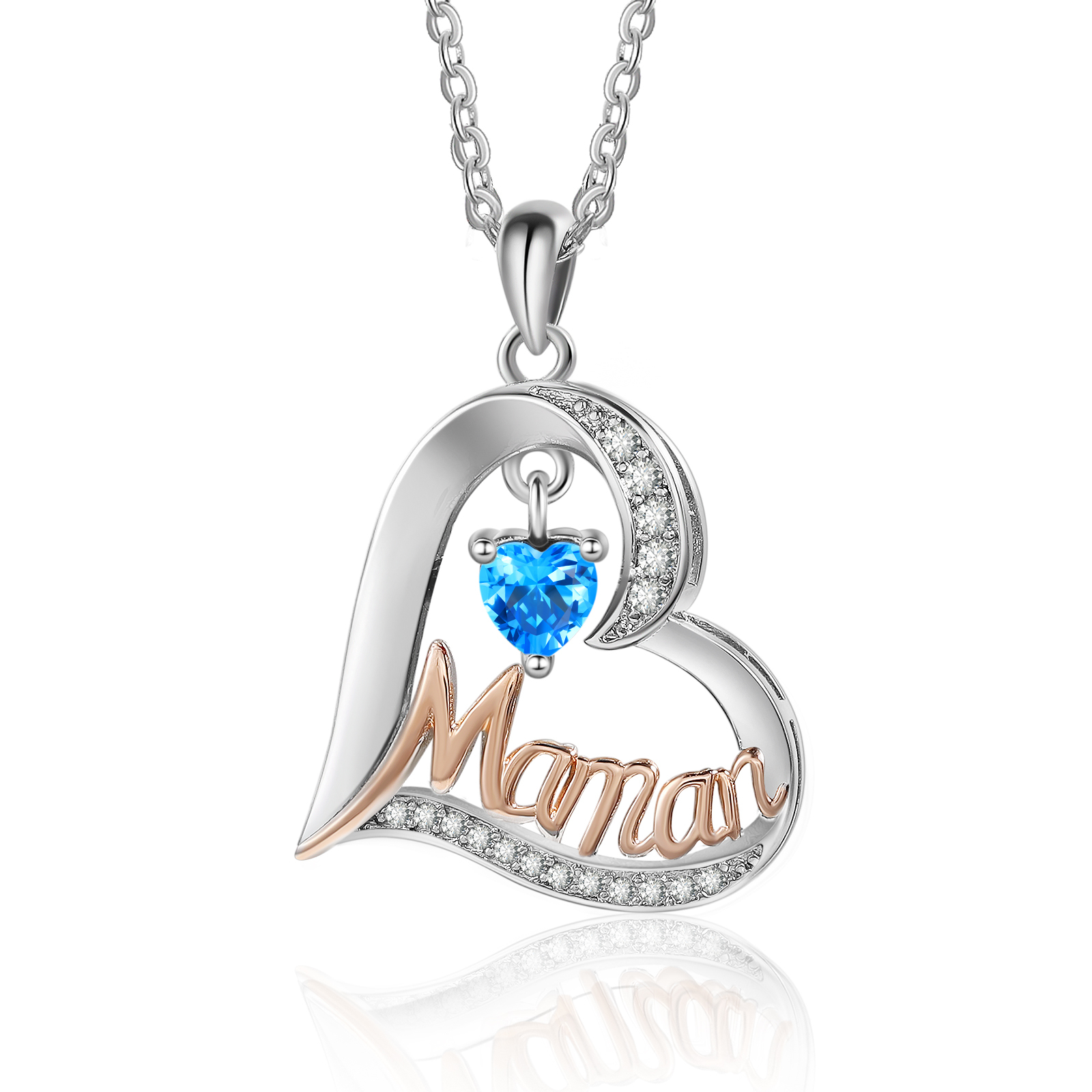 À Ma Maman-Collier Cœur 1 Prénom Personnalisé avec 1 Pierre de Naissance