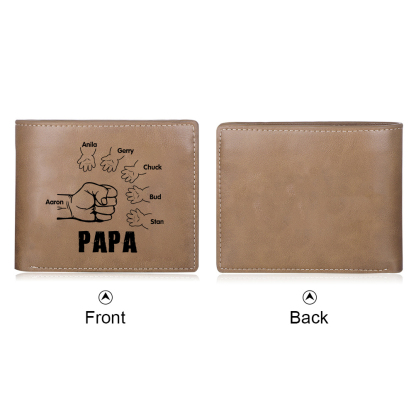 À mon Papa - Portefeuille Poings 6 Prénoms Personnalisés Classique Homme
