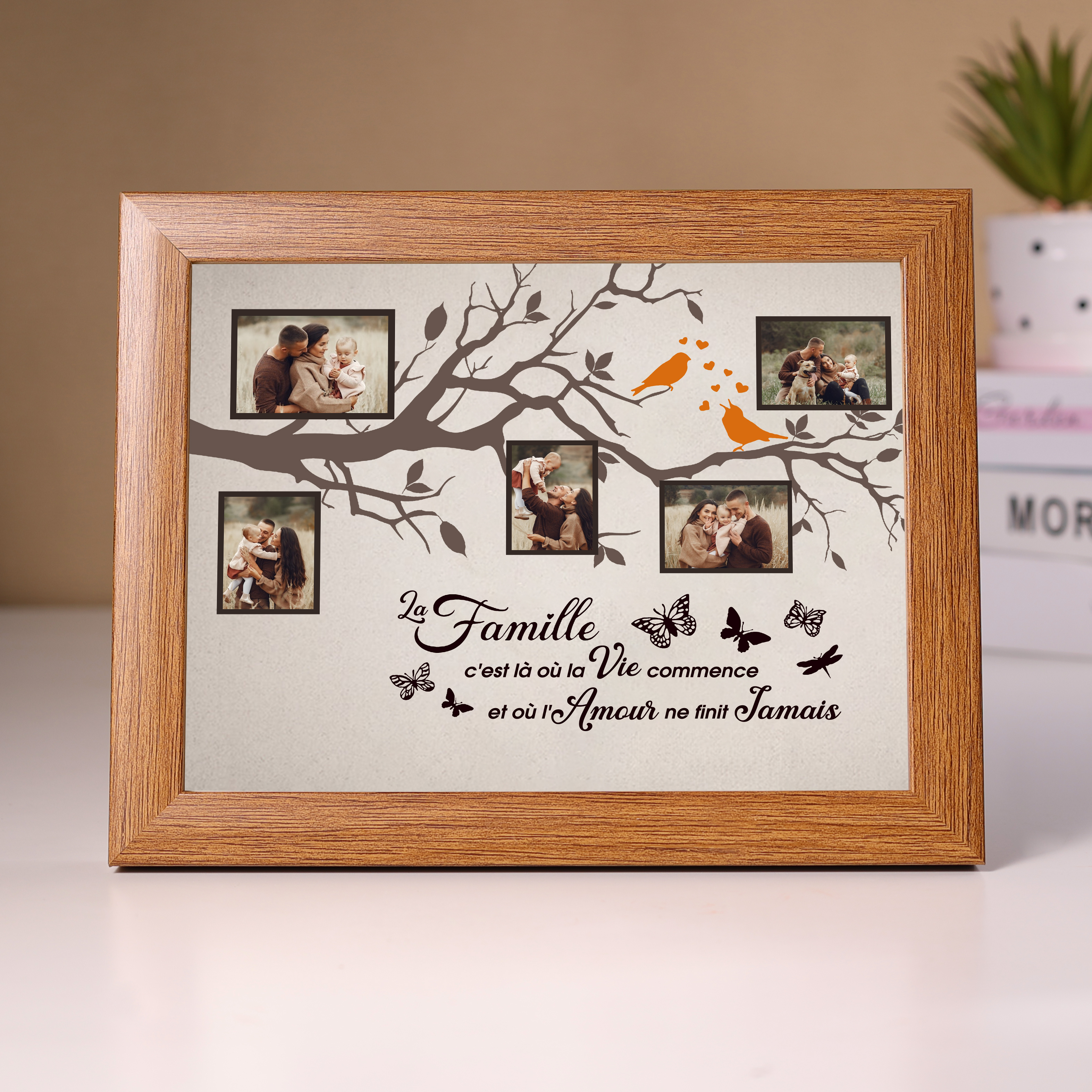 La famille - Cadre en bois personnalisé 5 photo Arbre de vie Arbre 