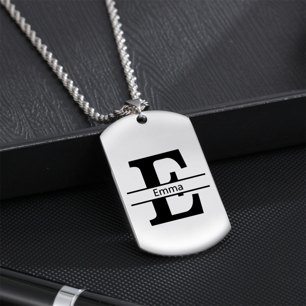 Collier Lettre 1 Prénom et Lettre Personnalisés avec Photo pour Homme|Jessemade